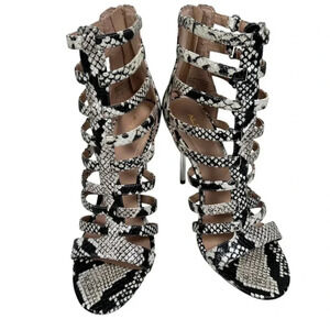 Aldo Unaclya Snake 8.5 Strappy Cage Heels Stiletto Animal Print Party